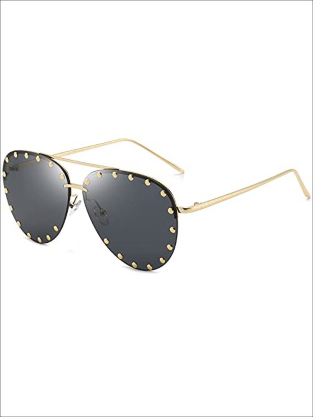 Studded Aviator Sunglasses Metal Frame UV400 Oversized Women